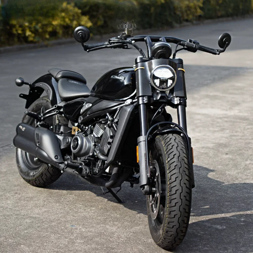 Cfmoto 450Clc Zmodyfikowana osłona reflektora, przednia osłona dekoracyjna, panel z pełnego włókna węglowego, panel przyrządów, okrągły kierunkowskaz