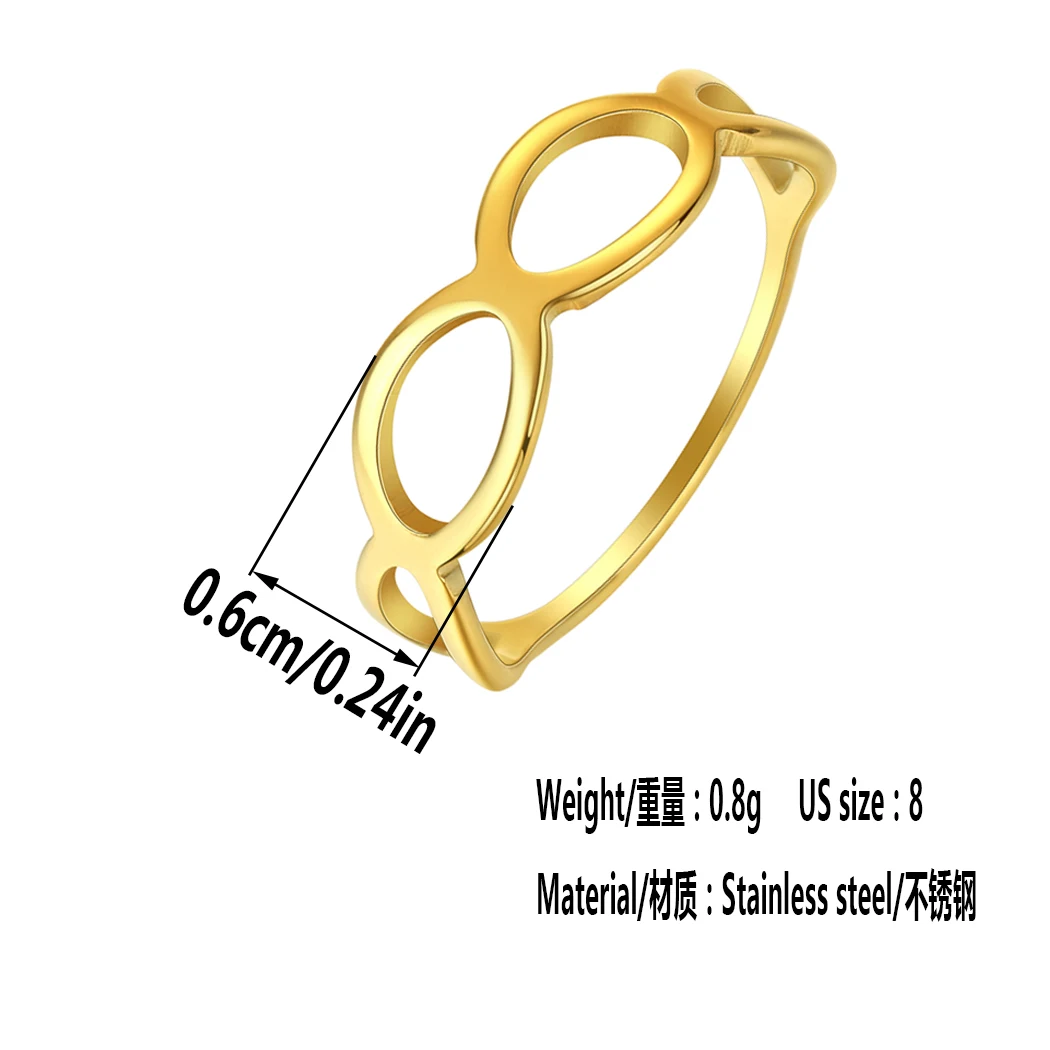 Chandler Stainless Steel Geometric Ring Simple Braided Infinity Symbol Jewelry Gift for Women and Men
