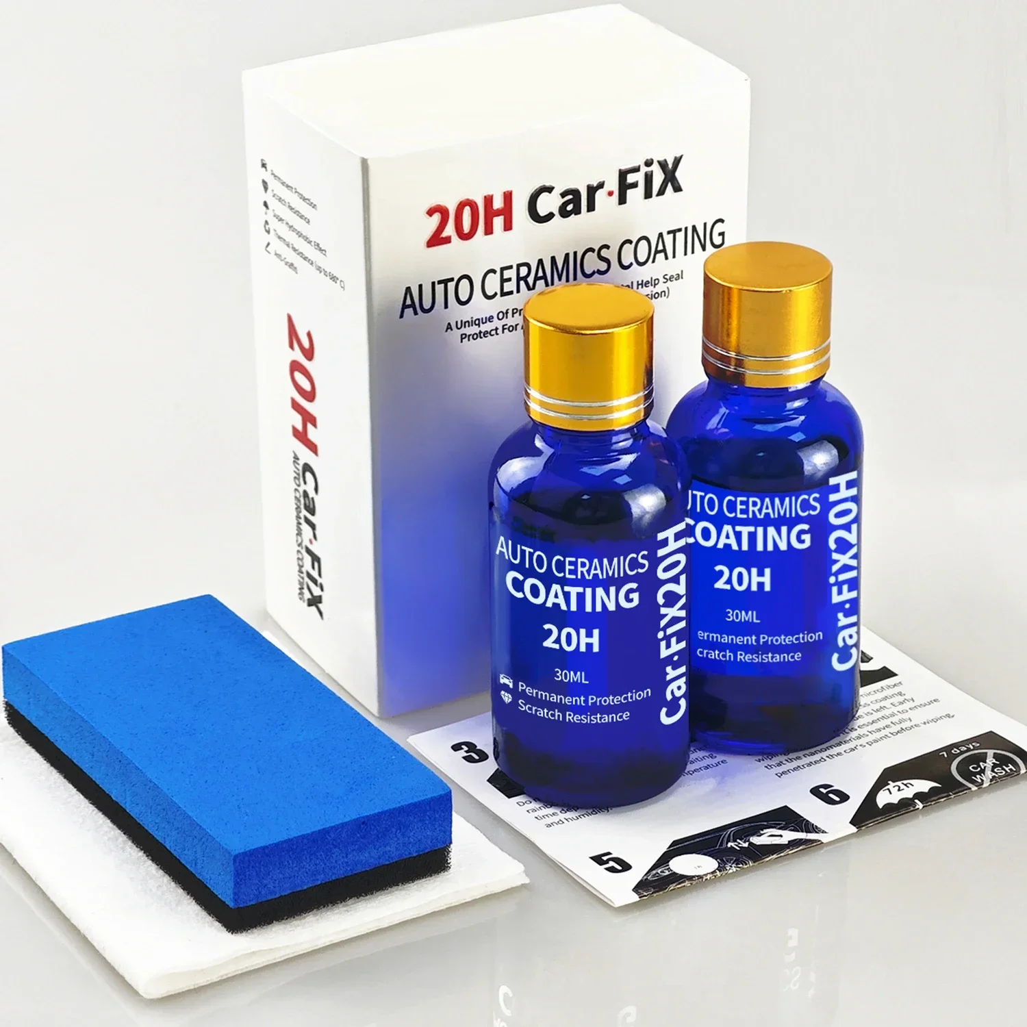 

2Pcs 20H Ceramics for Car Polish Liquid Ceramic Coat Hydrophobic Glass Coating Paint Protective Foil Care Anti-scratch Auto Wax