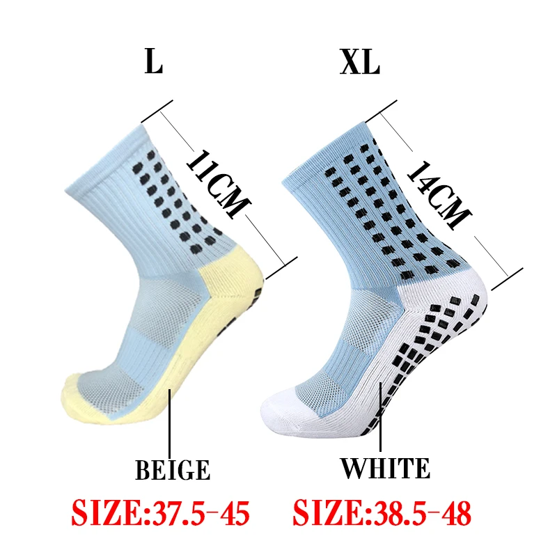 New ANTI SLIP Football Socks Mid Calf Soccer Cycling Sports Socks Mens 39-48