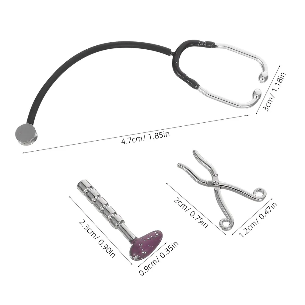 2set Simulation Stethoscope Set Dollhouse Mini Doctor Kit Realistic Care Tools Miniature Stethoscopes For 1:12 Scale