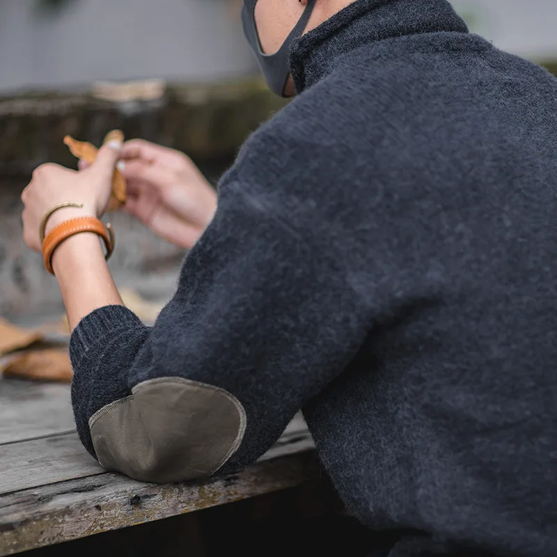 Męski sweter z golfem w stylu retro Madden, gruby, ciepły, idealny na jesień i zimę, swobodny, dzianinowy, jako warstwa bazowa, z polaru.