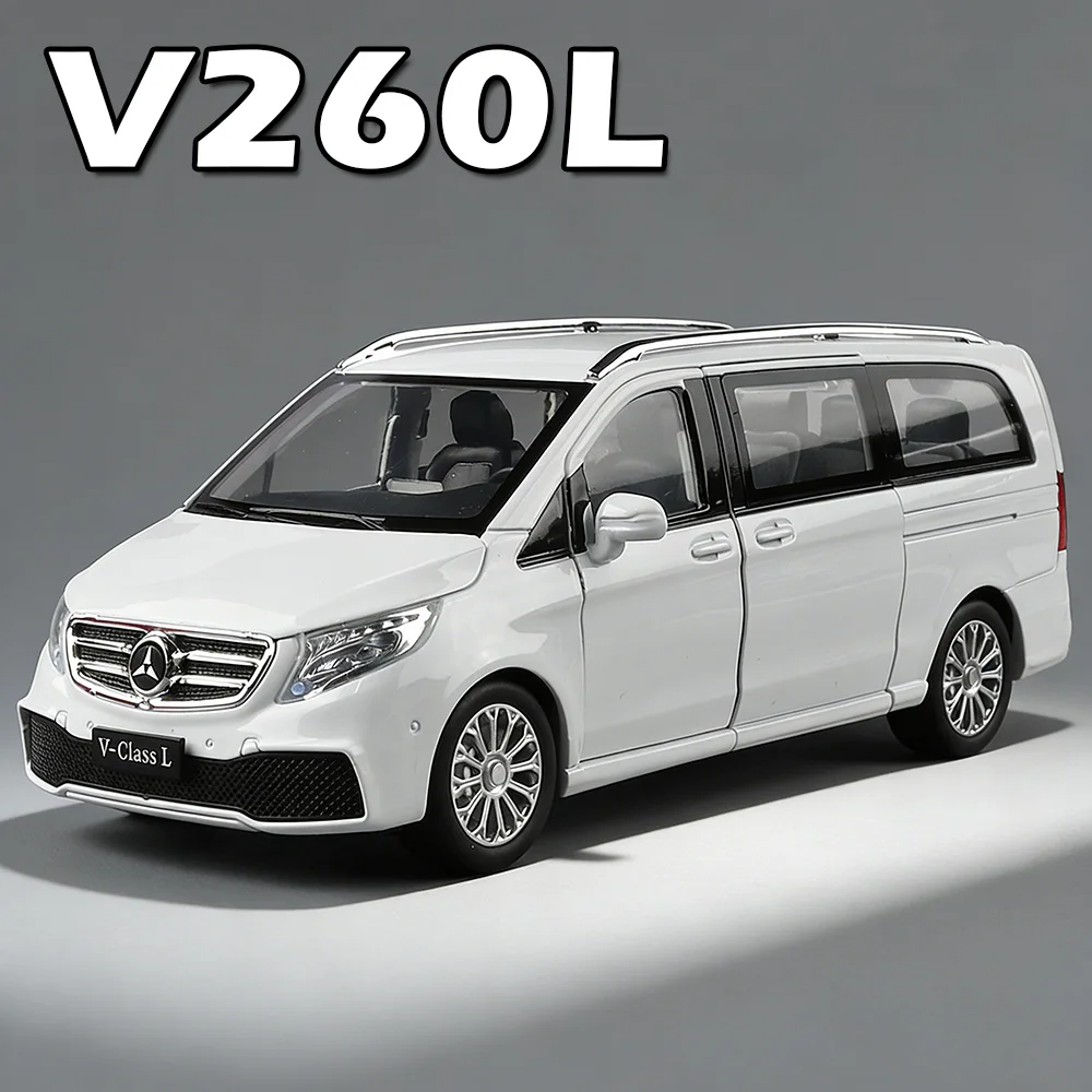 1:24 V260L Vellfire Diecast Alloy Models Toys Cars Sound Light Pull Back Doors Opened Miniatute Business Vehicles Surprise Gifts