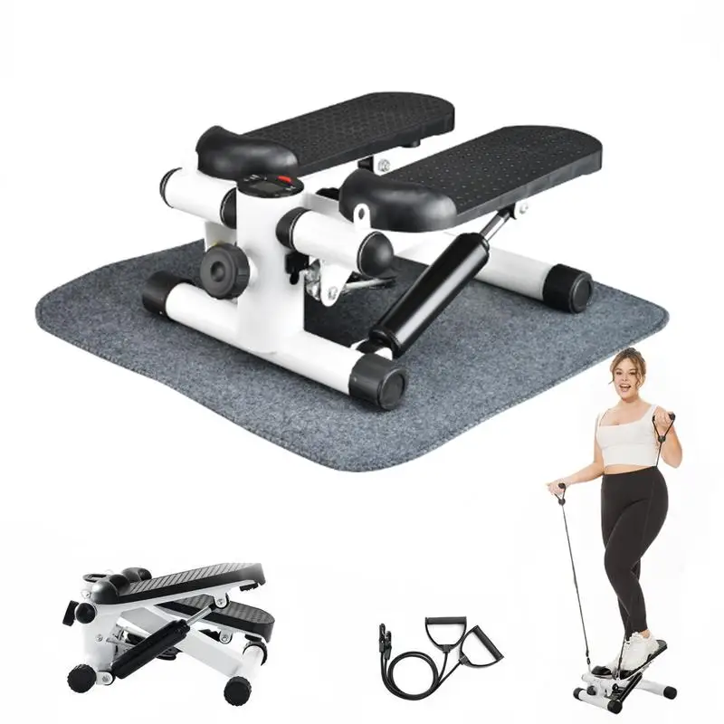 Vibrationalplates Hydraulic StairStepping FitnessExercise Home WorkoutEquipment Mini Stepper with Resistance Band LCD Monitor