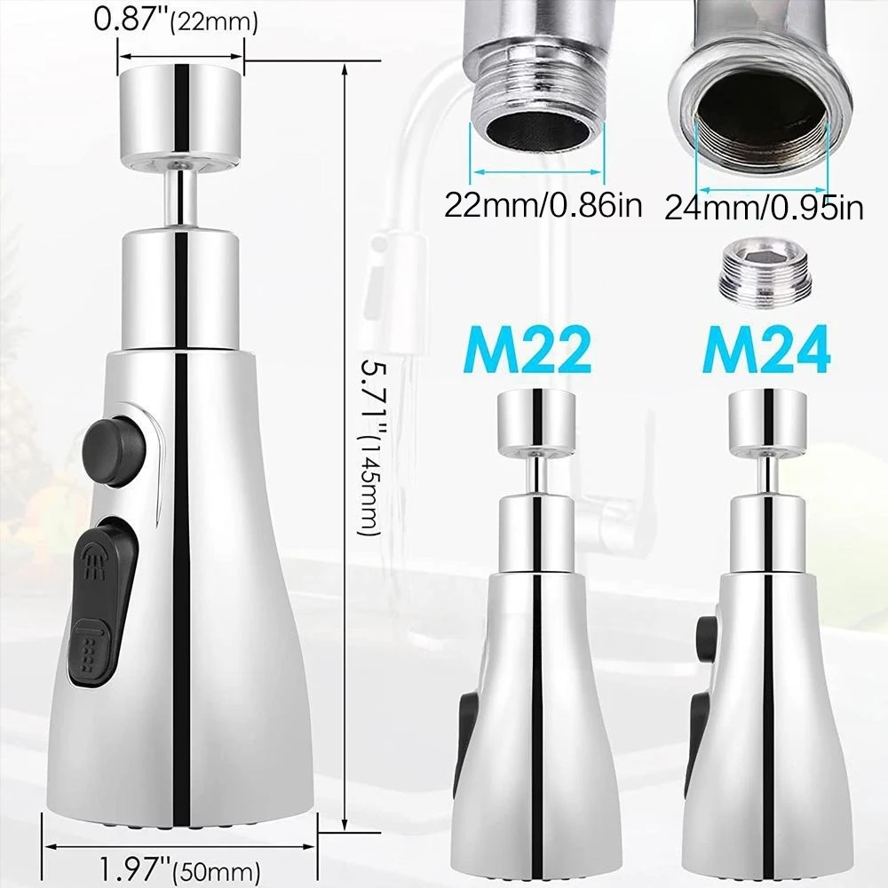 2pcs Upgrade Your Sink Dual-Mode Kitchen & Bathroom Faucet Extender, 360° Rotating Water-Saving Spray Head Multi-Angle Cleaning