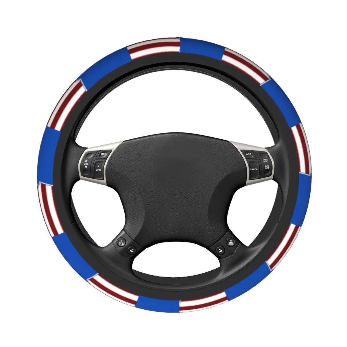 38cm Car Steering Wheel Cover Torn Style Us And El Salvador Flags Steering Wheel Protective Cover Non-slip Car Accessories