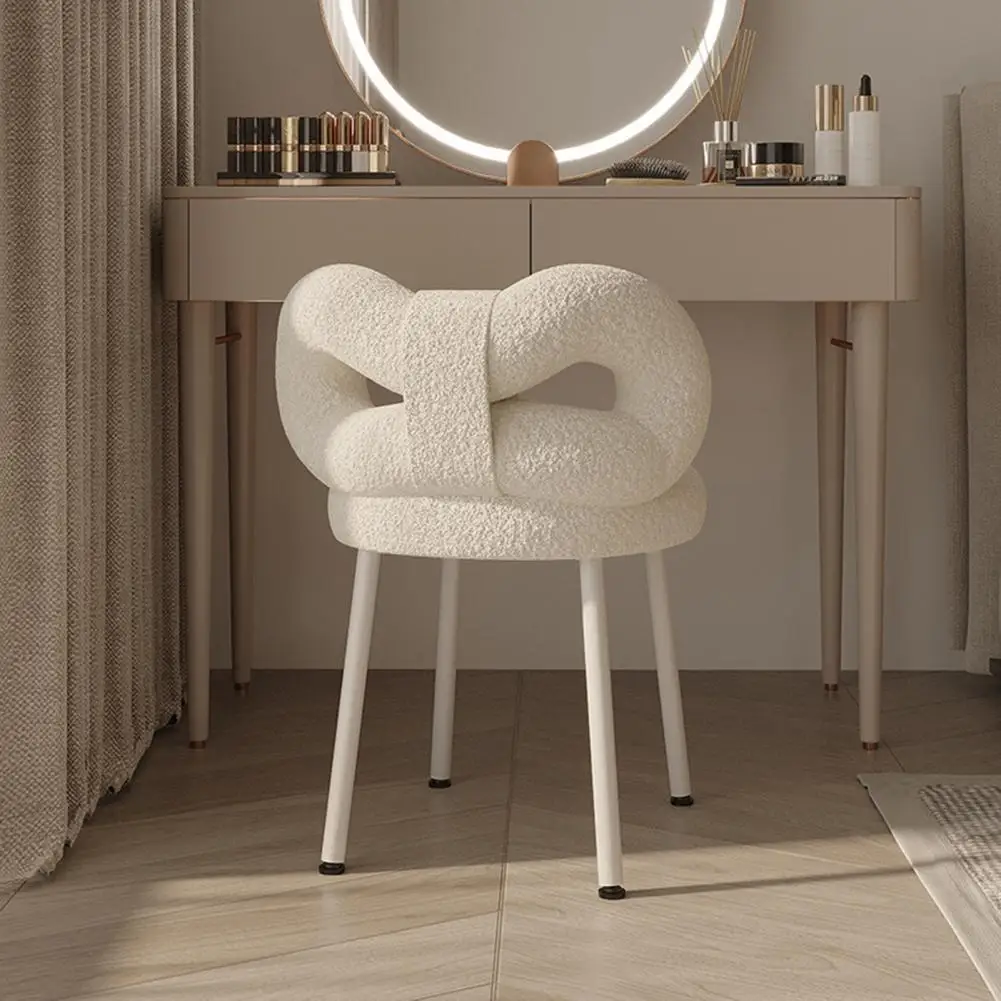 Makeup Chair With Bowknot Backrest Accent Chair Shape Vanity Chairs With Carbon Steel Legs Living Room Bedroom Dressing Chair image 4