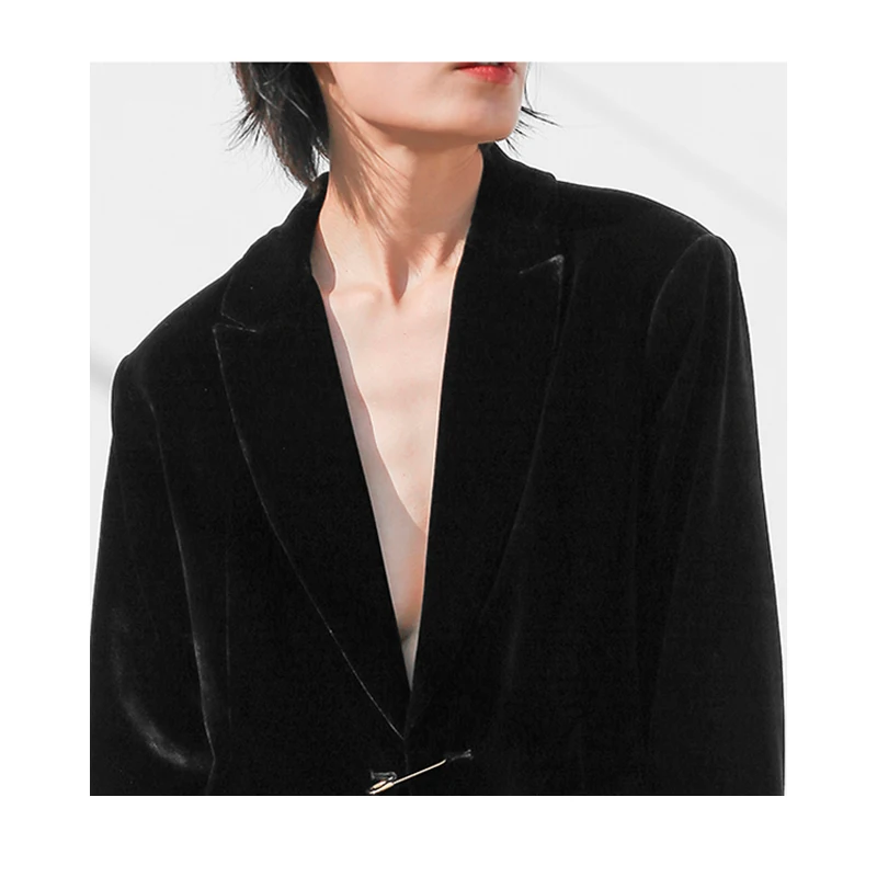 Fengbaoyu Luxury Style Silk Velvet Women's Suit Elegant and Fashionable Business Casual Soft and Lustrous Coat