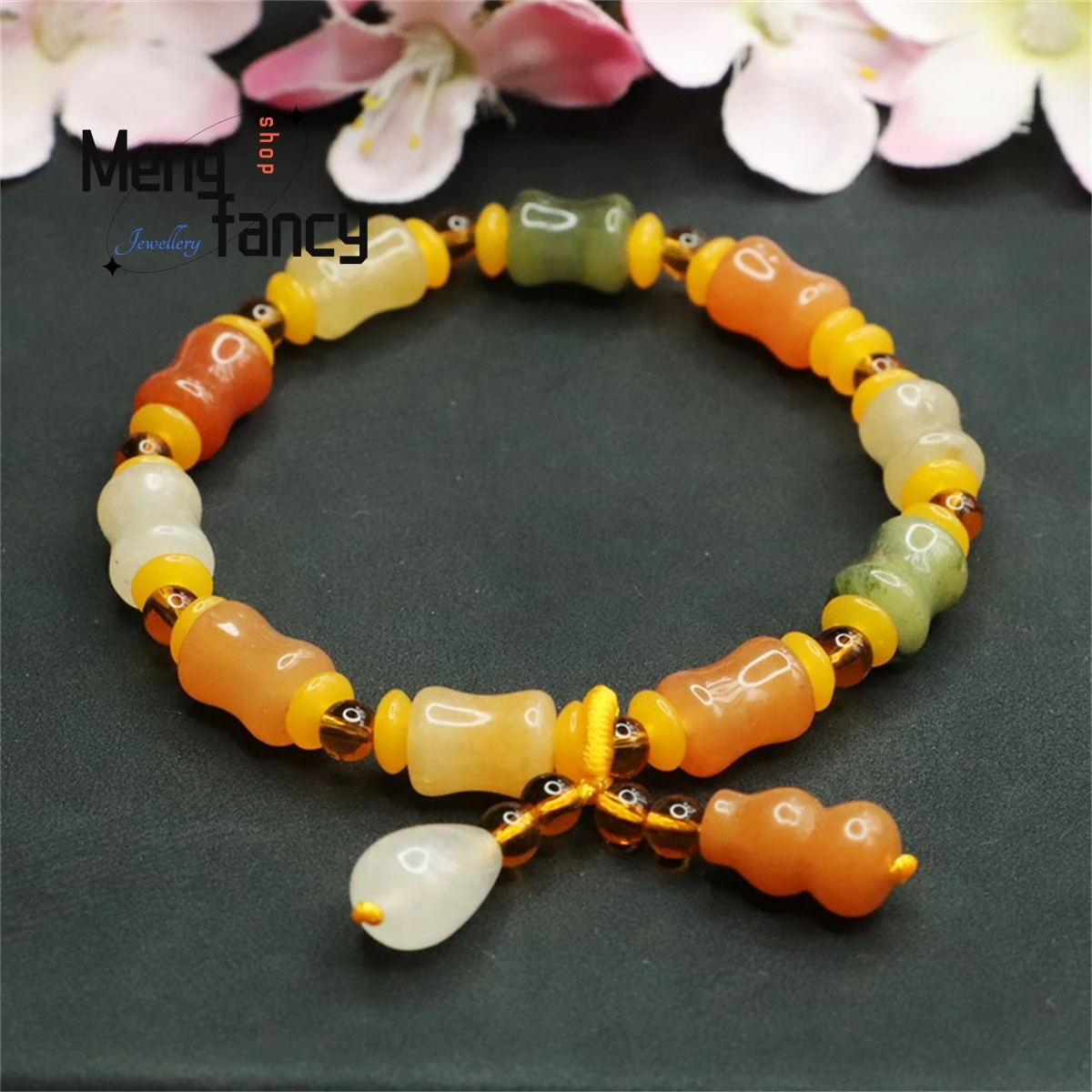 Natural Gold Silk Jade Small Waist Tassel Bracelet Simple Elegant Fashion Versatile Exquisite Best Selling Handicraft Jewelry