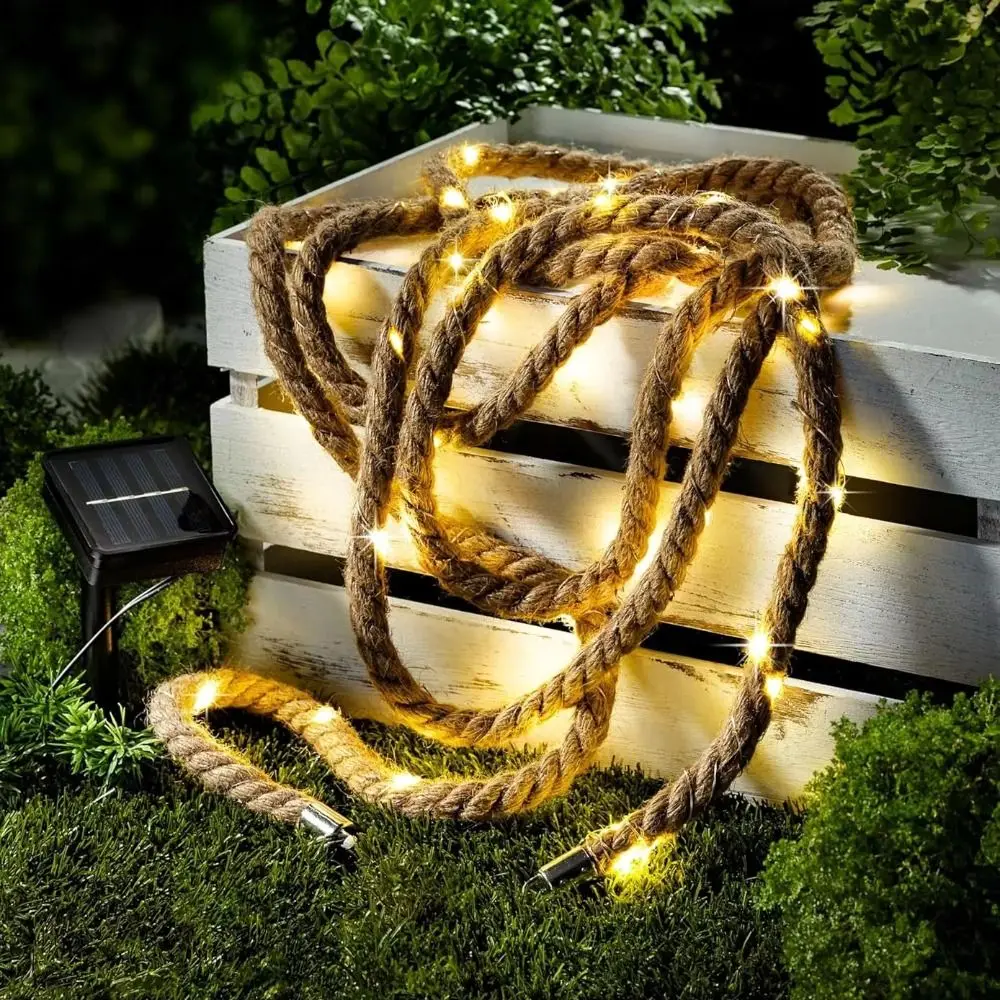 

Landscape Solar Powered Solar Rope Light 8 Lighting Modes Vintage Rope Light String Lights Outdoor Decoration