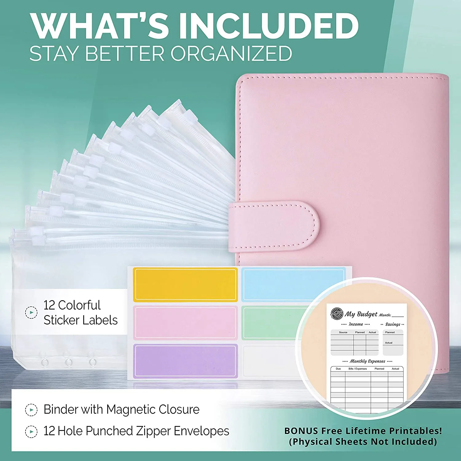 Raccoglitore per sistema di buste per contanti A6, buste per contanti da 12 pezzi per budget, raccoglitore per contanti con buste per denaro per budget in contanti