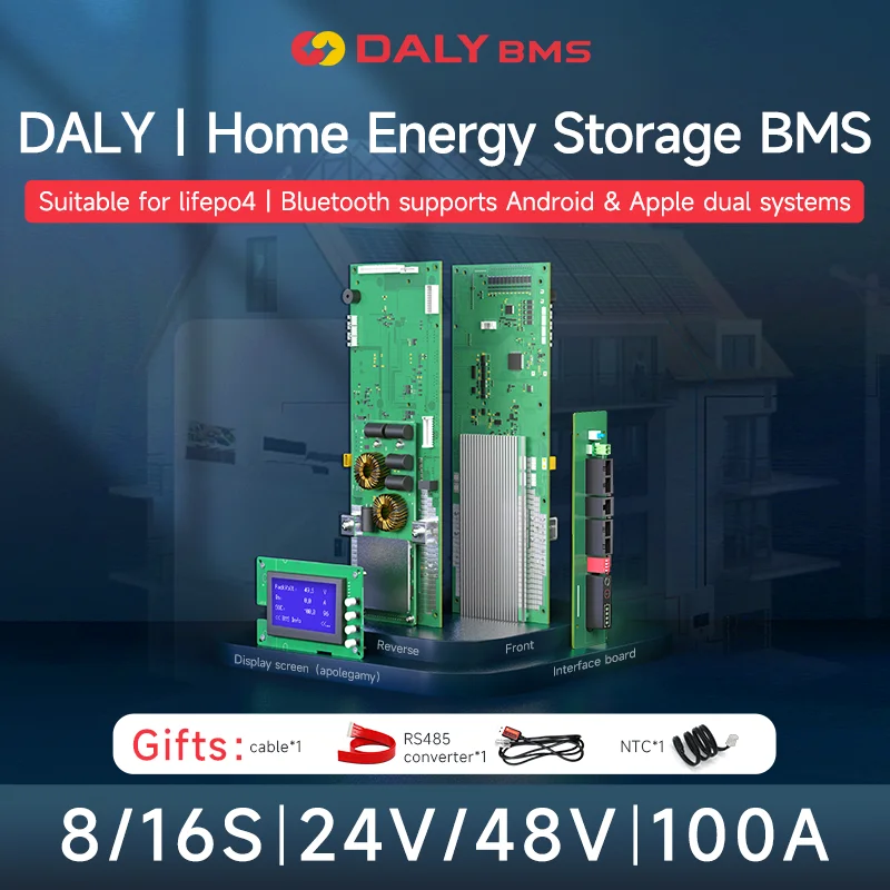 Daly Smart Lifepo4 Bluetooth BMS 8S 12S 15S 16S 24V 36V 48V 100A 200A Home Energy Storage Inverter RS485 CAN Solar Inverter