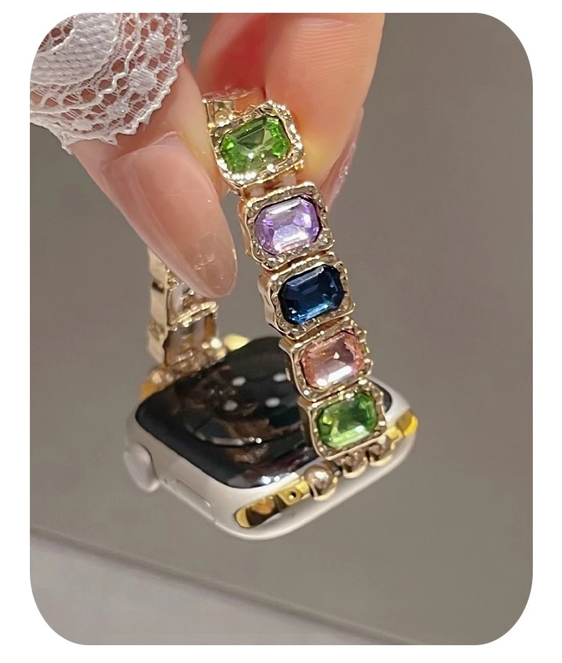 

Compatible with iWatch strap 38mm 40mm 41mm 42mm 44mm 45mm 49mm color square fashionable handmade strap