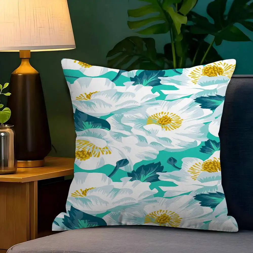 

White Blossoms Pillowcase Toon Gift Cushion Cover Bedroom Home Sofa Chair Seat Decor Pillow Case