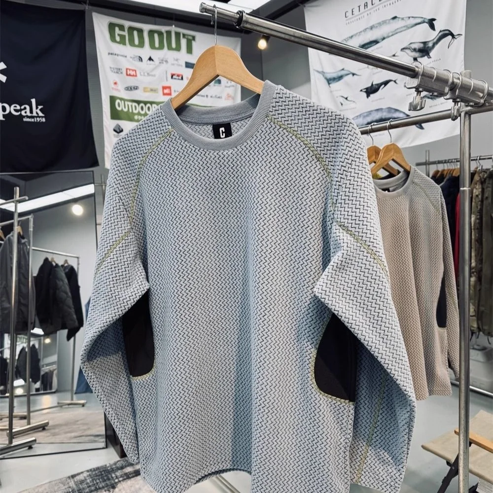 

Ripple Texture Moisture Absorption Breathable Fleece Shirt Men Dynamic Warmth Outdoor Pullover Sweatshirts Soft Comfortable Tops