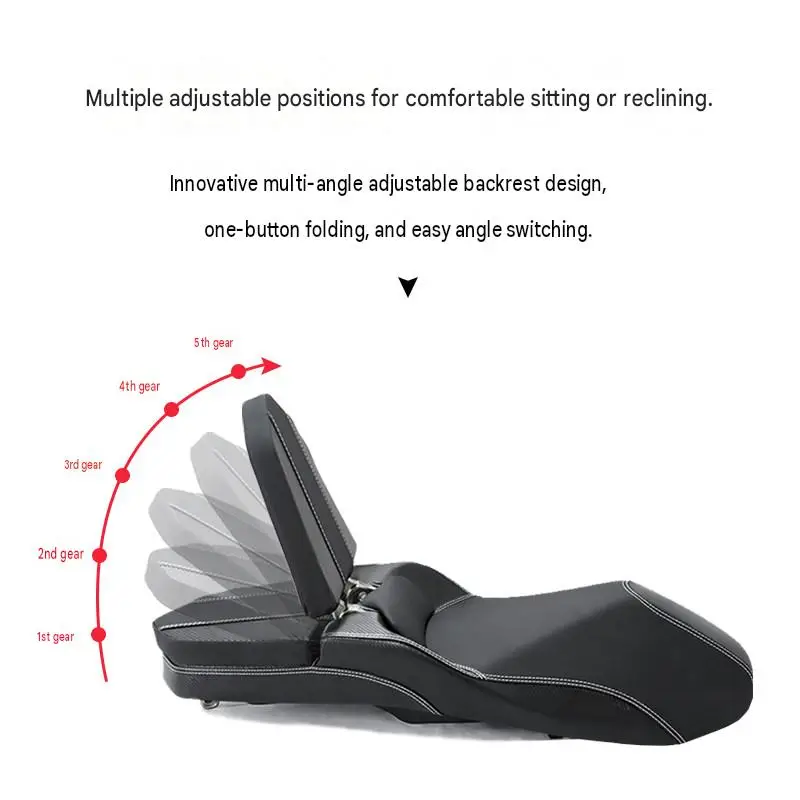 For Honda PCX160 PU Big‑Sofa Saddle Assembly 5‑Gear Adjustable Backrest Waterproof Direct Fit Mod Accessories