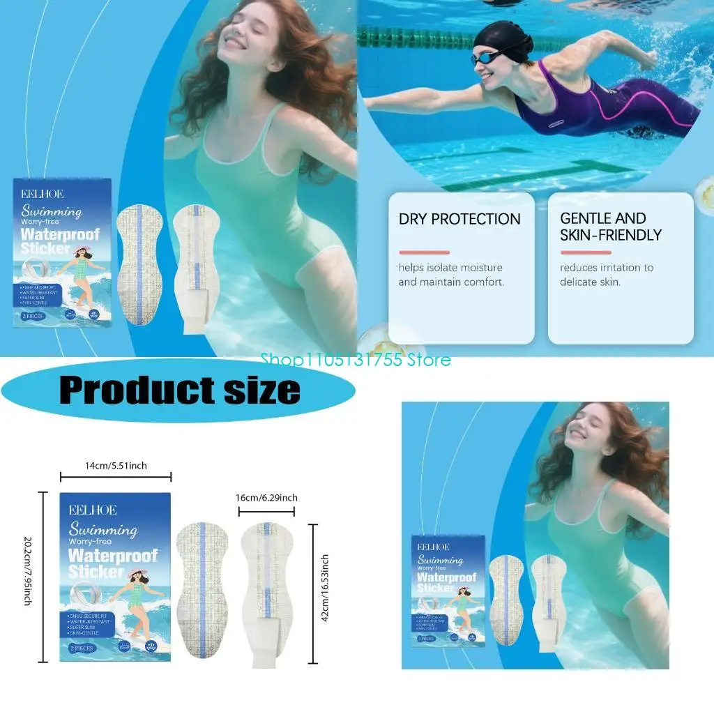 

K0EF Invisible Waterproof Swim Protectors For Women 2PCS Soft Plastic Comfortable