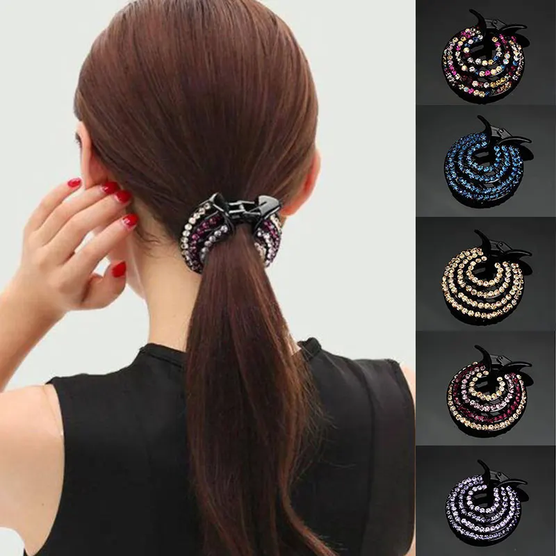 Crystal Bird Nest Twist Hair Clips Ponytail Holder Hair Claws Rhinestone Top Hairpin Hair Accessories Bun Maker Hairgrip