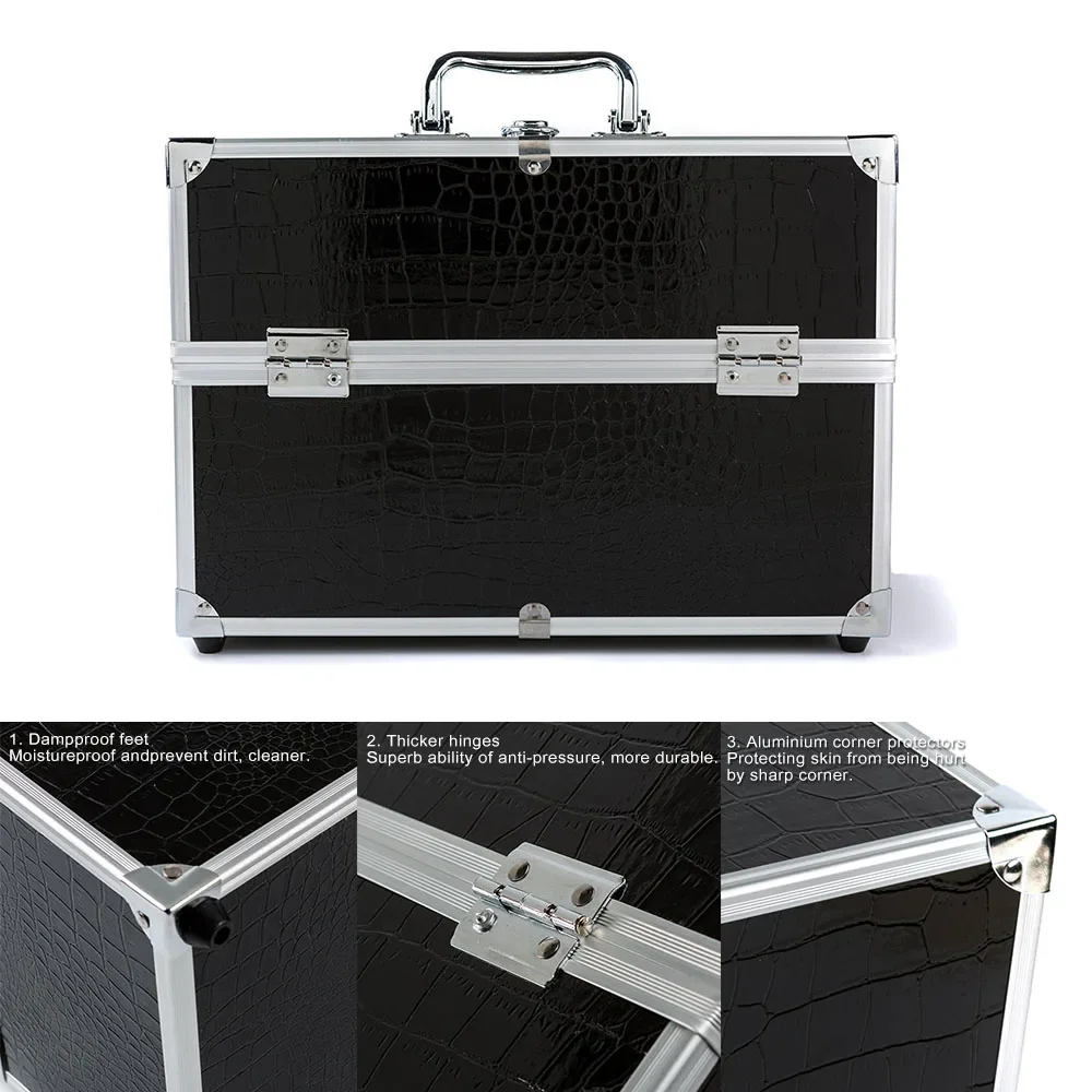 1Pcs Cosmetic Case Portable Multi-layer Large-capacity Professional Tattoo Nail Case Aluminum Alloy Case Cosmetic Storage Box