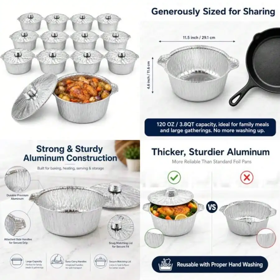 Camping Cooking Pot - Lot de 12 casseroles jetables avec