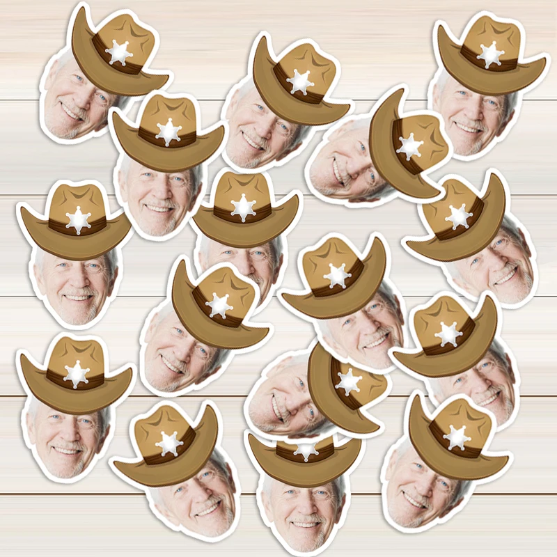 

20pcs/50pcs/100pcs Birthday Customized Hat Pattern Stickers Boys' and Girls Birthday Parties Handsome Cowboy Stickers Decoration
