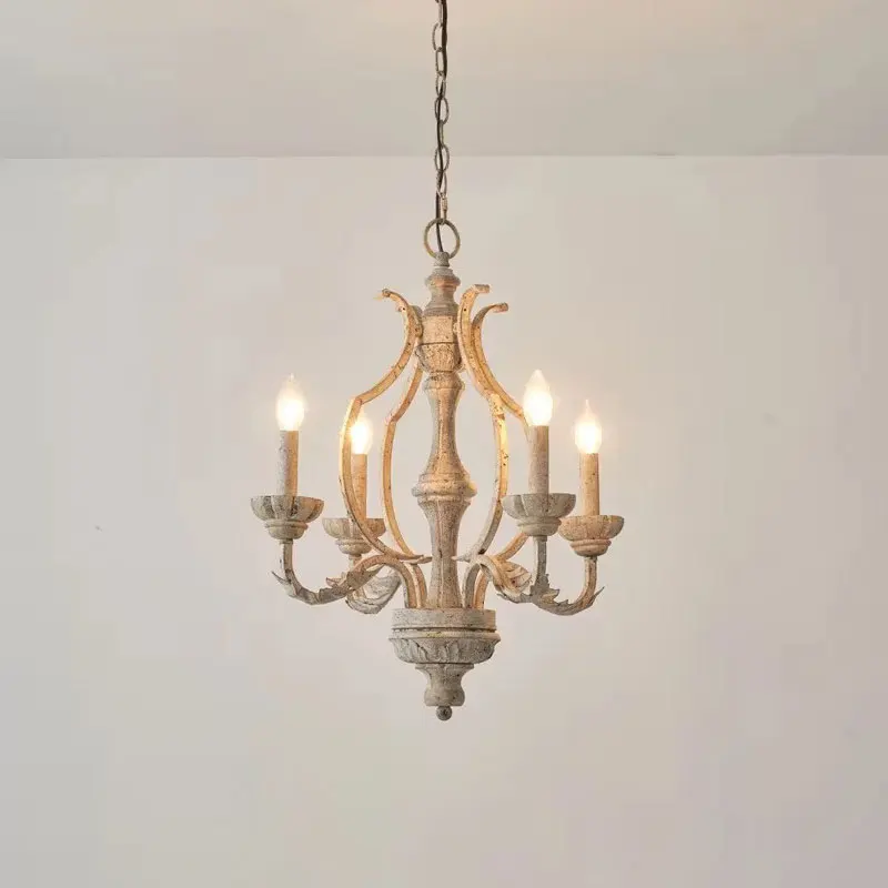 

French Vintage Wooden Pendant Lamp American home Living Room Dining Room Bedroom Hallway Stair Retro Designer Decor PendantLight