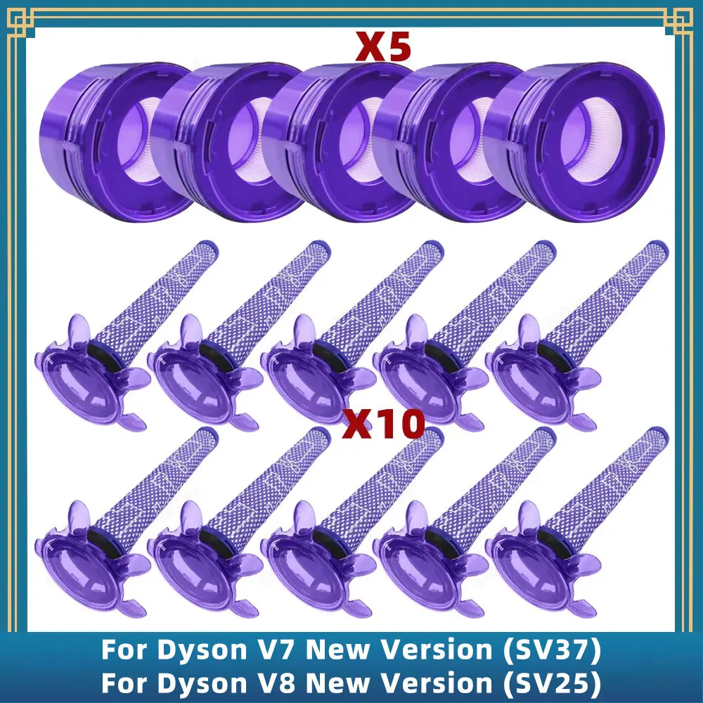 Filter Compatible For Dyson V7 (SV37), V8 (SV25) New Version Cordless Vacuum Cleaner Replacement Parts Pre-Filter Post-Filter