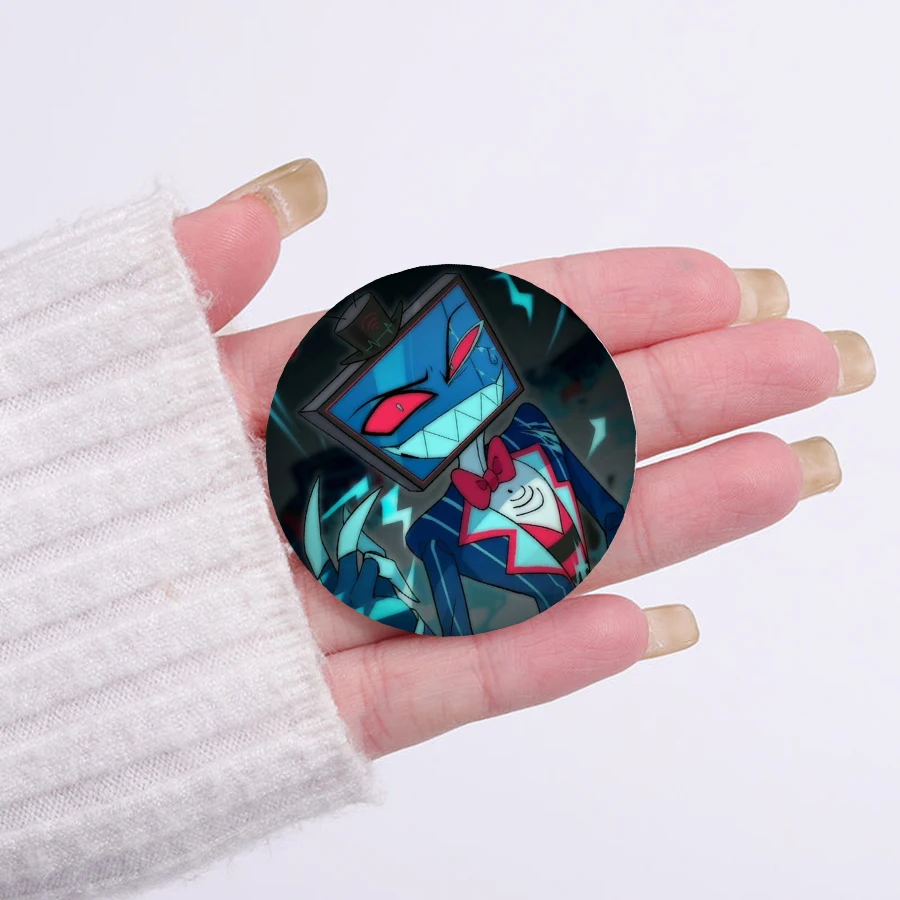 58mm Handmade Anime Hazbin Button Pin Creative Fun Cartoon Alastor Vox Husker Badge Brooch Bag Decor Fans Collect Gift