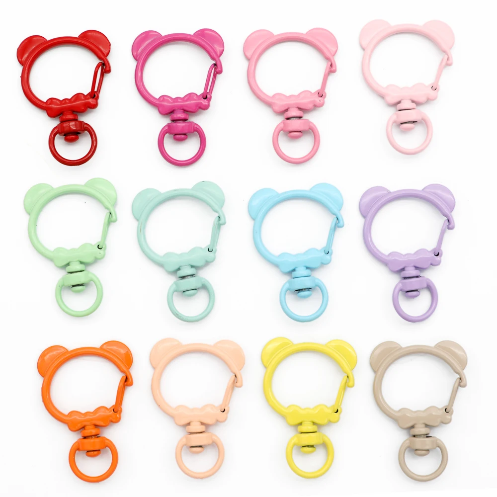 Bear Shape Lobster Clasp Hooks Trigger Clips Buckles Spring Buckle Snap Hook Split Key Ring For Diy Keychain Accessories