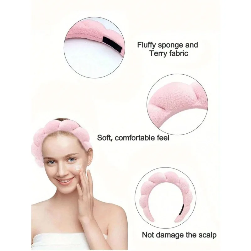 快適 - 洗顔、メイクアップ用3ピース高級ファイバースパヘッドバンドとリストバンドセット - ソフトな女性用ヘアアクセサリーセット