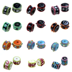 2PCS Retro Style Carved Wheel Pure Handmade Lampwork Glass Beads For Crafts Charm Bracelets/Earring/Necklace DIY Jewelry Making
