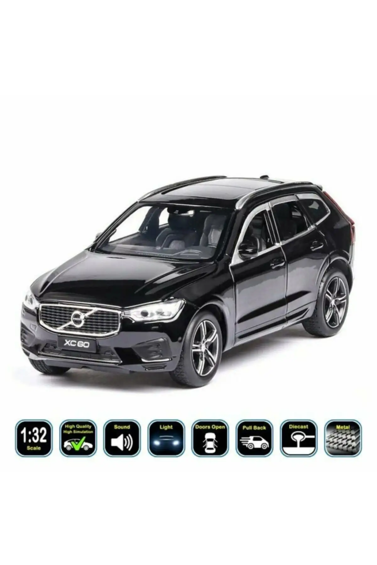 Volvo Xc60 1/32 Scale Metal Diecast Model Car Collection and Toy Car Black Jeep