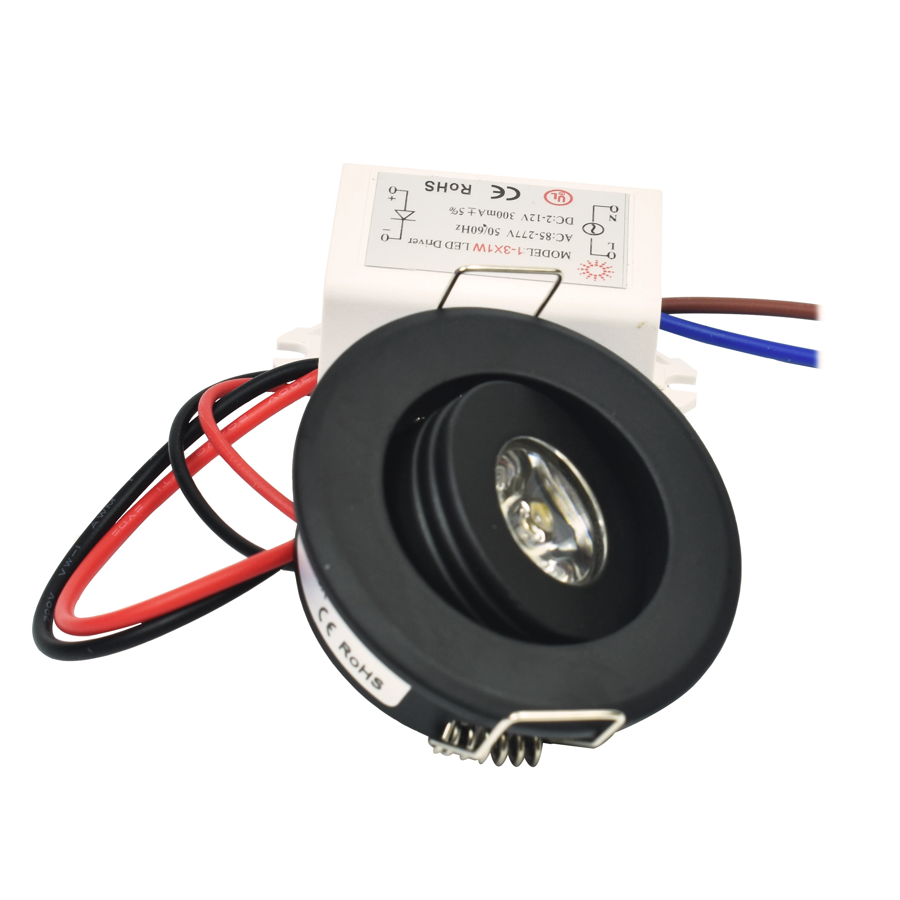 10Pcs Mini 1W Cob 3W Zwarte Afwerking Led Downlight Inbouwspot Plafondlamp Cut 40-45mm Volledige Aluminium - afbeelding 2