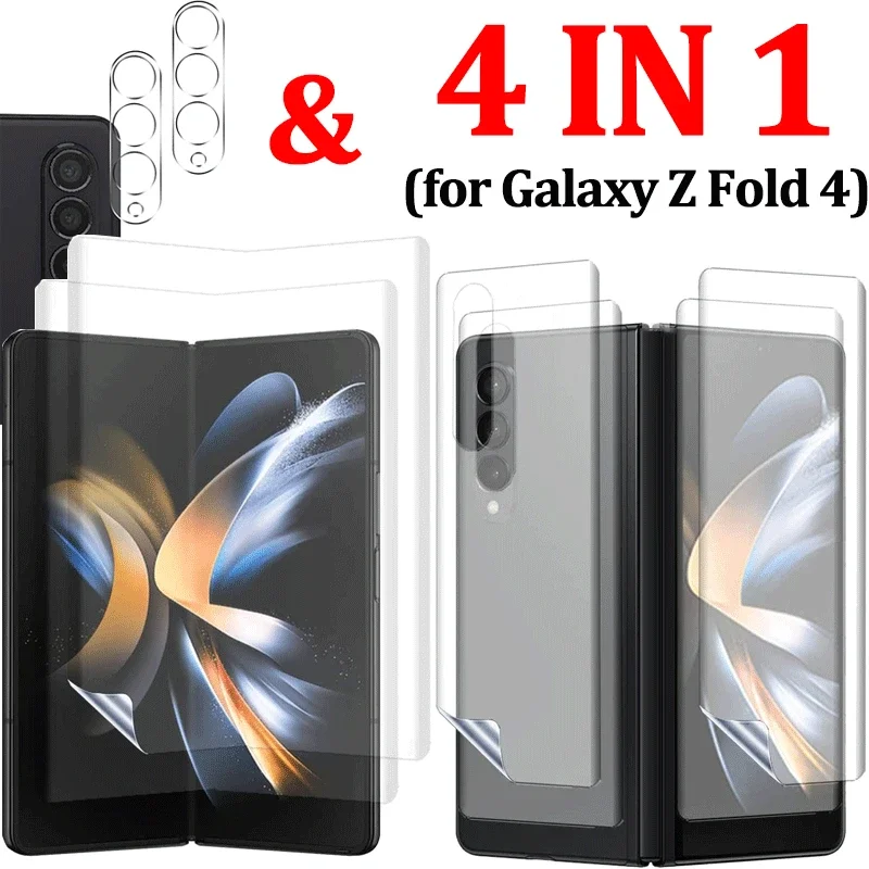 Para samsung galaxy z fold 4 protetor de tela 4 em 1 claro cobertura completa hidrogel hd filme resistente a riscos para galaxy z fold 4