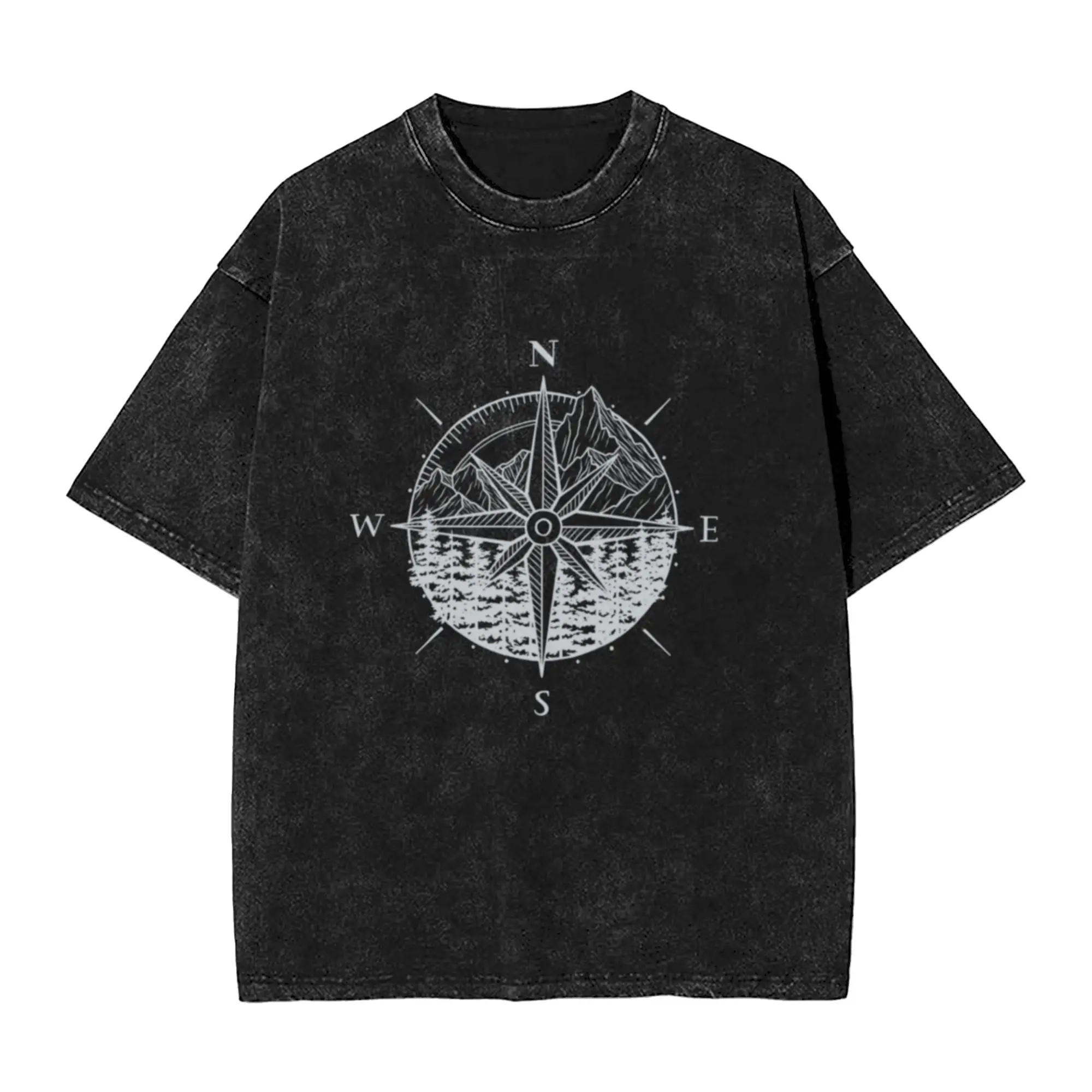 Pacific Northwest Compass (Grey)  Classic Stylish A T-Shirt Oversized Short Sleeve Men's Women's Cotton Tees Tops