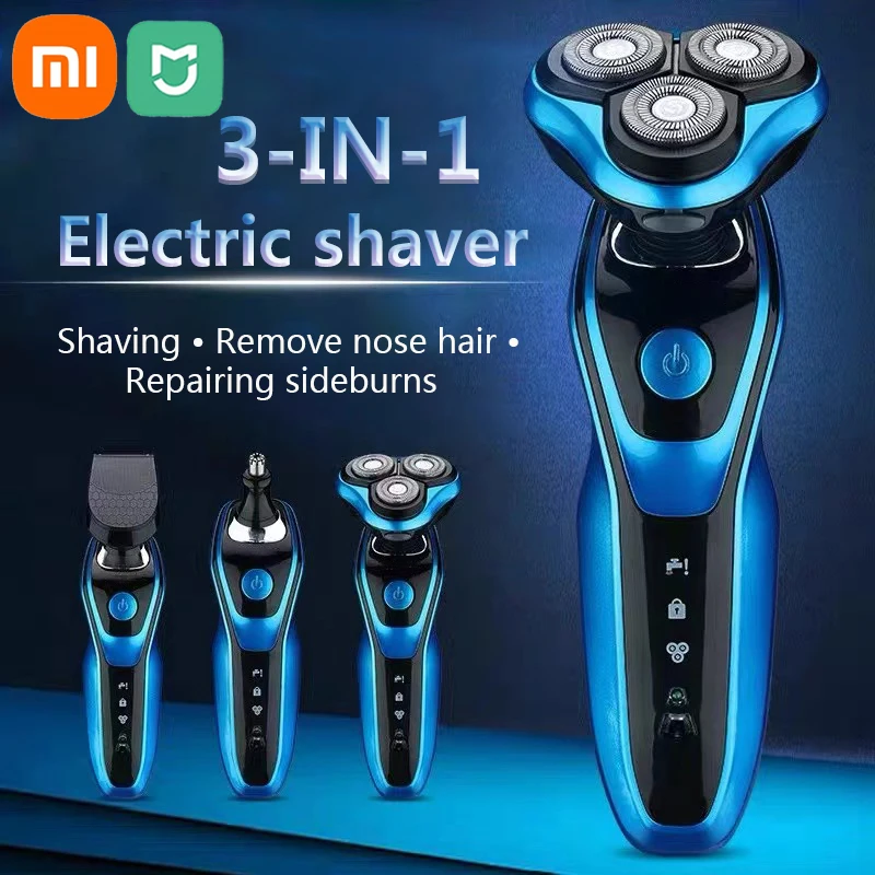 Xiaomi Electric Shaver 3-in-1 Rotary Razor Beard Trimmer Rechargeable Hair Cutting Shaving Machine Clipper for Men Waterproof