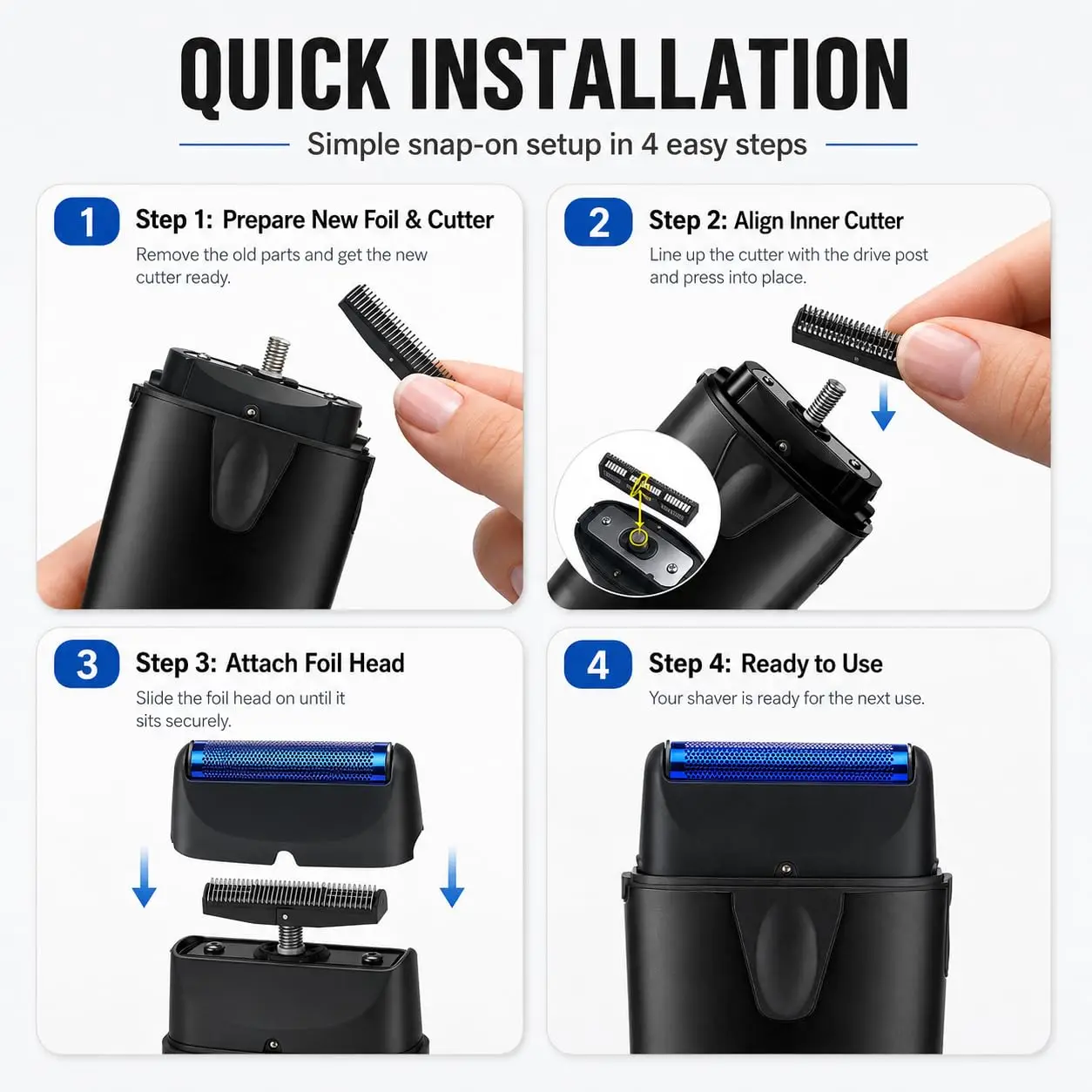 Premium Replacement Foil & Cutter Kit Fit with BaBylissPRO UV Electric Shaver ,head & blade for babyliss Single Foil Razor view 6