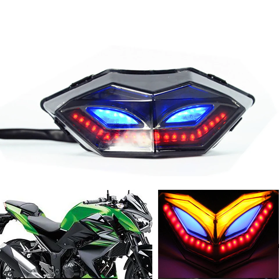 

Fits for Kawasaki Ninja 250 300 ABS Z250 Z300 2013-2018 Motorcycle LED Taillight Rear Brake Turn Signal Integrated Tail Lights