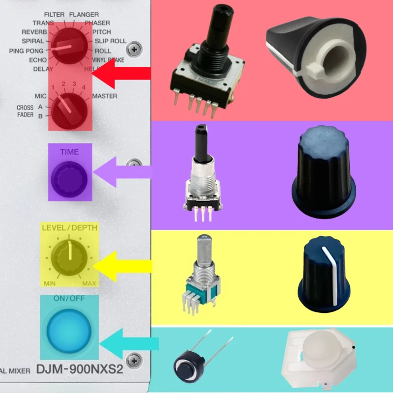 Pioneer DJM900NXS2 Mixer Accessories Knob Cap Potentiometer Button FX Effect Channel Selection TIME Cap