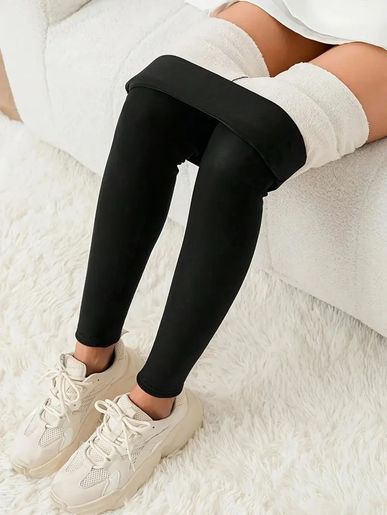 

Women's Leggings Autumn Winter 2025 Comfortable Plain Fleecing Daily Basic High Waist Full Length Leggings