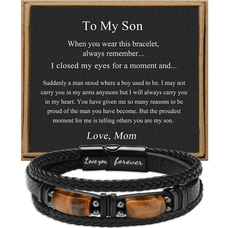 Tigers Eye Bracelets for Men Father's Day Christmas Anniversary Birthday Gifts for Son Husband Grandson Boyfriend Brother Dad