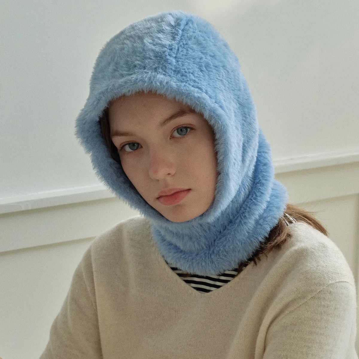 Y2k Frauen Gestrickte Sturmhaube Winter Outdoor Unisex Männer Warme Gehörschutz Schal Wolle Pullover Snood Hut Kragen Motorhaube