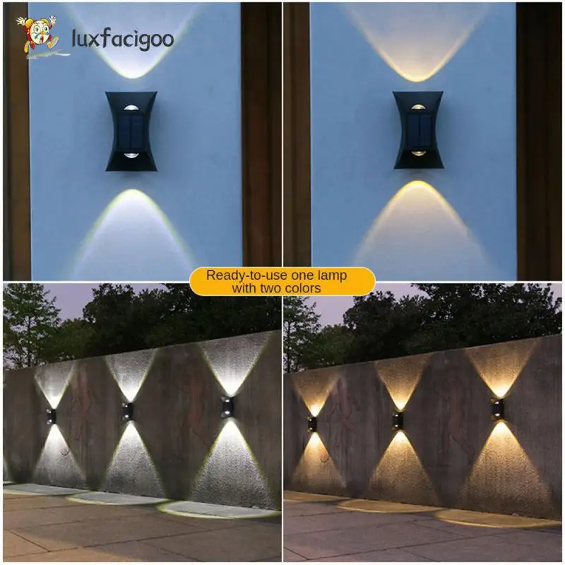 Solar Wall Lamp Outdoor Waterproof Up And Down Luminous Lighting Courtyard Wall Lights Garden Villa Homestay Gate Wall Spotlight