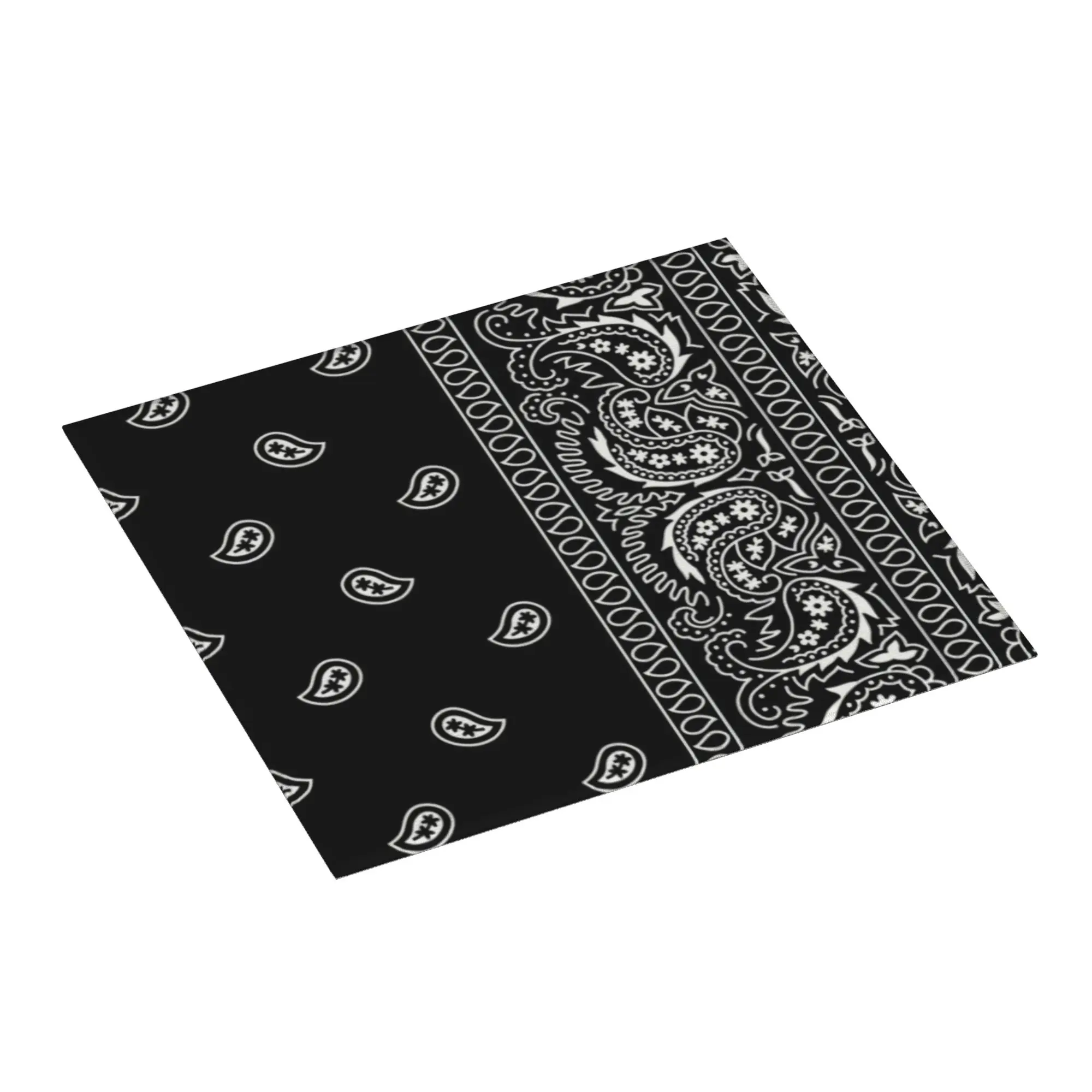 Black And White Paisley Chicano Bandana Style Non Slip Kitchen Counter Protector Black And White Bathroom Drying Mat For Kitchen