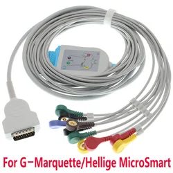 Compatible G-Marquette MAC 500 1100 1200 1200ST Hellige MicroSmart EKG Monitor,15Pin 10 Lead Wire ECG EKG Cable,10KΩ Resistor.