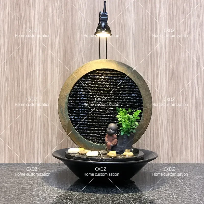 Modern Chinese Zen Stone Running Water Fountain Living Room Decoration Fish Pond Humidifier Water Feature Ornament Crafts