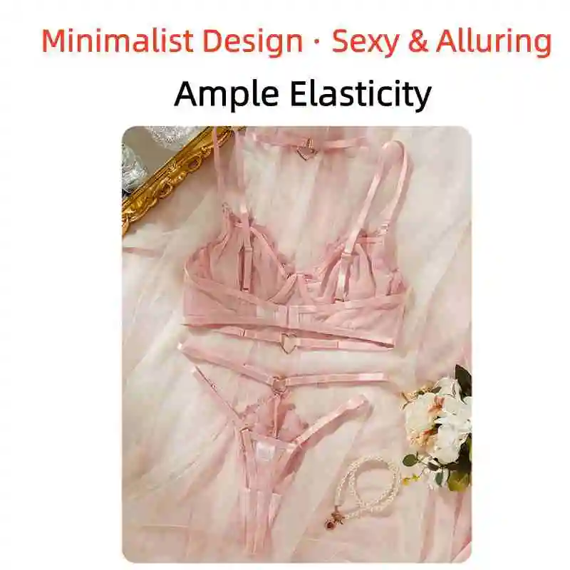 

Comfortable Ultra-Thin Sexy Lingerie Set Women Lace Mesh Sheer Push-Up Bra Set