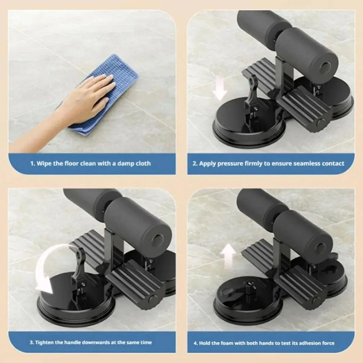 Sit Up Bar Foot Holder with 3 Suction Cup Sit Up Floor Holder Adjustable Height Situp Bar Assistance Device for Abs Workout Aids