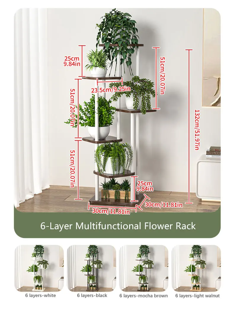 Plant Stand and Flower Stand Storage Shelf 4/5/6 Tier Flower Shelf Planter Rack Storage Organizer Display Indoor Garden Balcony