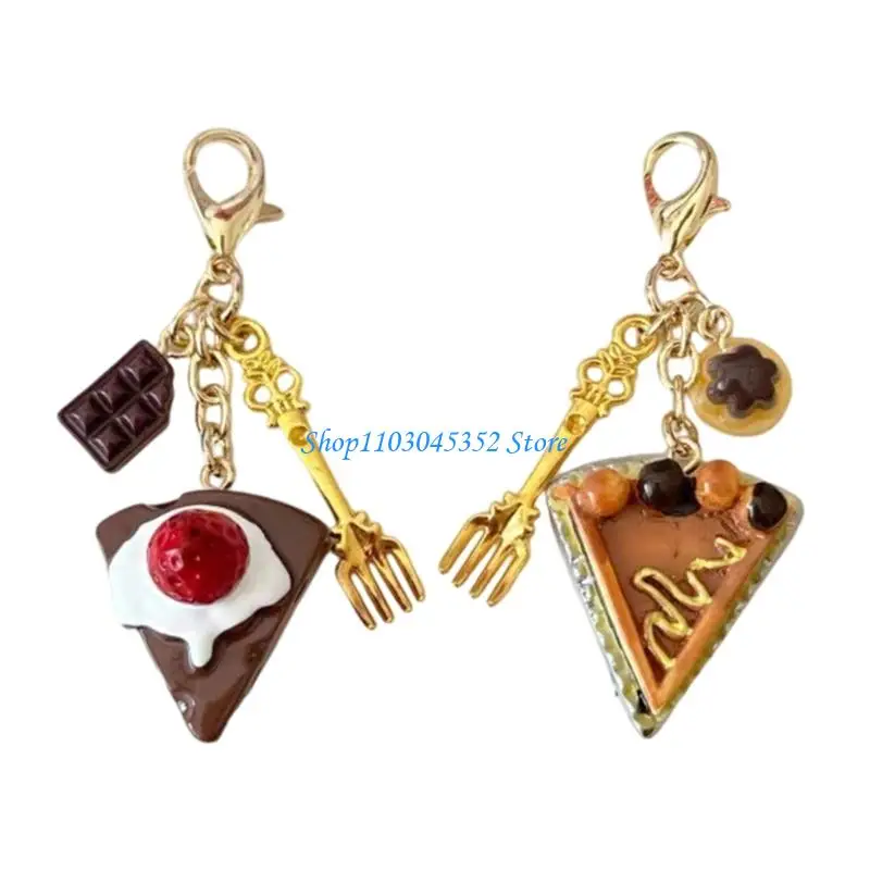 

A3PE Mini Coffee Cake Bread Phone Charm Keychain Realistic Toy Pendant Bag Accessory Bags Pendant for Backpack Purse